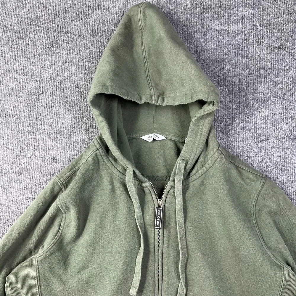 Peloton Full Zip Hoodie Women's Green Ribbed Side Panel Logo Sports Y2K‎ - XL
